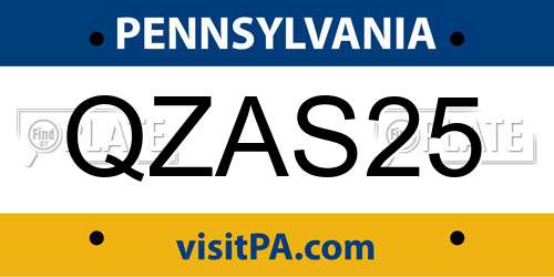 QZAS25 Pennsylvania License Plate