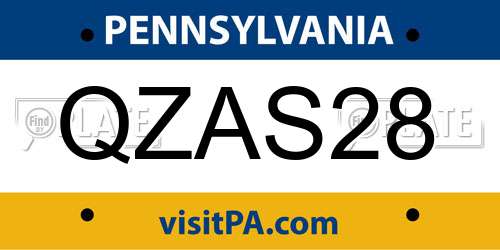 QZAS28 Pennsylvania License Plate