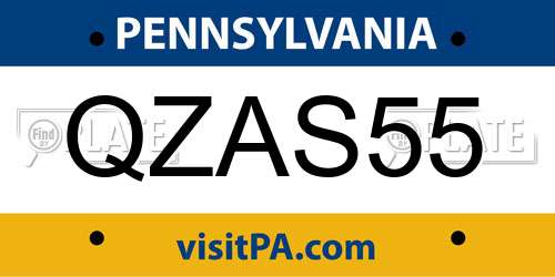 QZAS55 Pennsylvania License Plate
