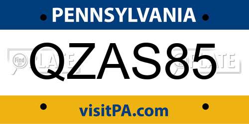 QZAS85 Pennsylvania License Plate