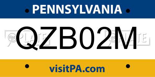 QZB02M Pennsylvania License Plate