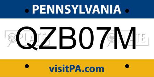 QZB07M Pennsylvania License Plate