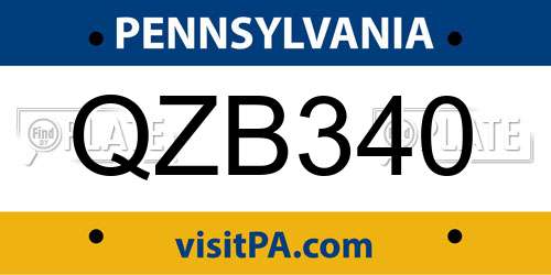 QZB340 Pennsylvania License Plate