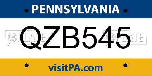 QZB545 Pennsylvania License Plate