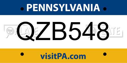 QZB548 Pennsylvania License Plate