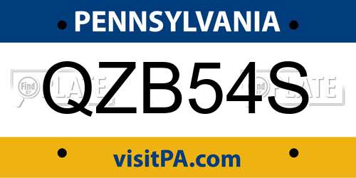 QZB54S Pennsylvania License Plate