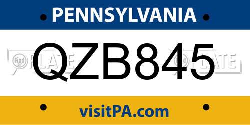 QZB845 Pennsylvania License Plate