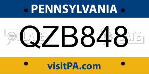 QZB848 Pennsylvania License Plate