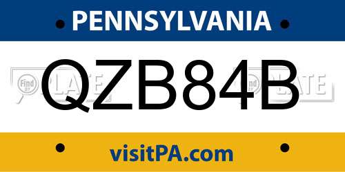 QZB84B Pennsylvania License Plate