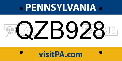 QZB928 Pennsylvania License Plate