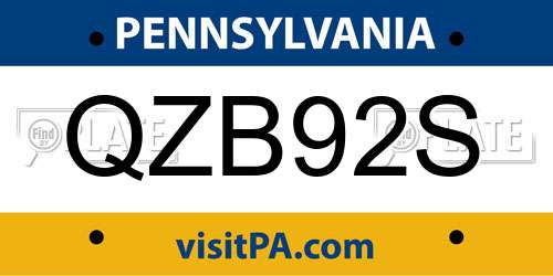 QZB92S Pennsylvania License Plate