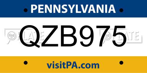QZB975 Pennsylvania License Plate