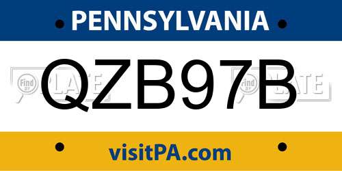 QZB97B Pennsylvania License Plate