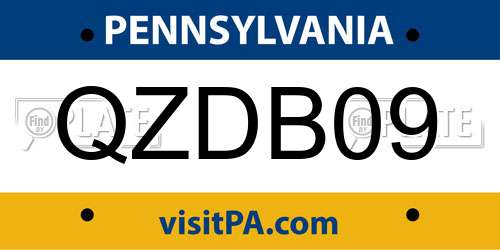 QZDB09 Pennsylvania License Plate