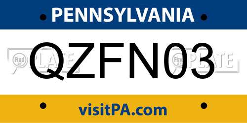 QZFN03 Pennsylvania License Plate