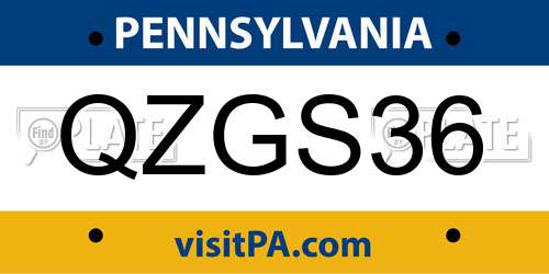 QZGS36 Pennsylvania License Plate