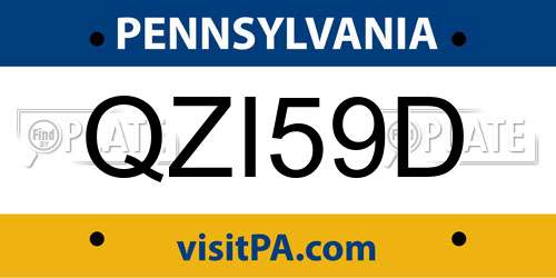 QZI59D Pennsylvania License Plate