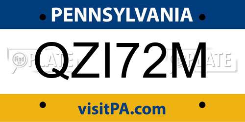 QZI72M Pennsylvania License Plate
