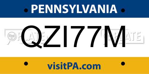 QZI77M Pennsylvania License Plate