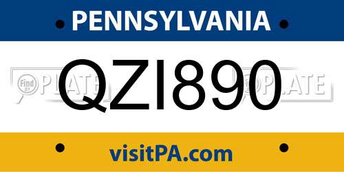 QZI890 Pennsylvania License Plate