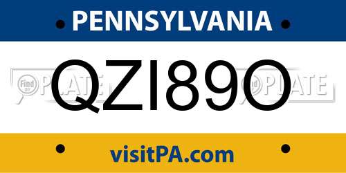 QZI89O Pennsylvania License Plate