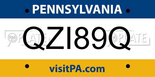 QZI89Q Pennsylvania License Plate