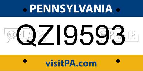 QZI9593 Pennsylvania License Plate