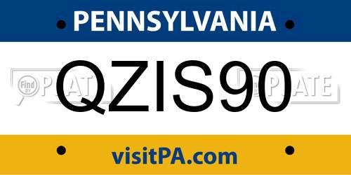 QZIS90 Pennsylvania License Plate