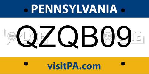 QZQB09 Pennsylvania License Plate