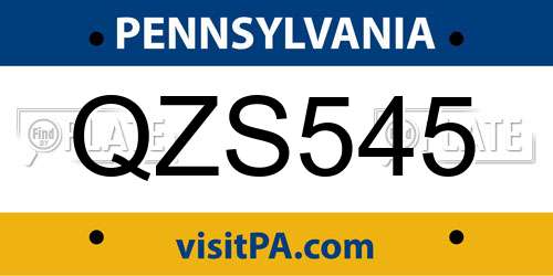 QZS545 Pennsylvania License Plate