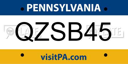 QZSB45 Pennsylvania License Plate