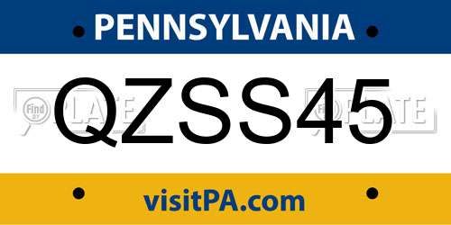 QZSS45 Pennsylvania License Plate