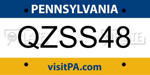 QZSS48 Pennsylvania License Plate