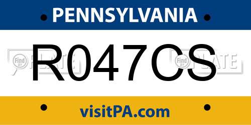 R047CS Pennsylvania License Plate