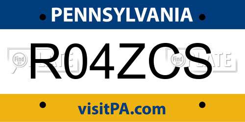 R04ZCS Pennsylvania License Plate