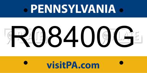 R08400G Pennsylvania License Plate