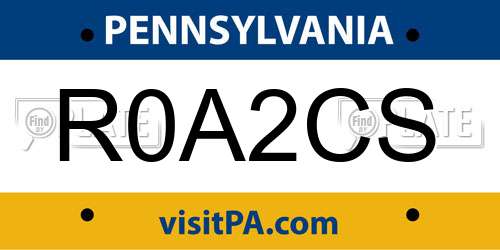 R0A2CS Pennsylvania License Plate