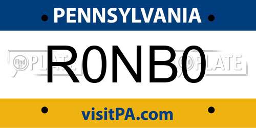 R0NB0 Pennsylvania License Plate