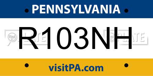 R103NH Pennsylvania License Plate