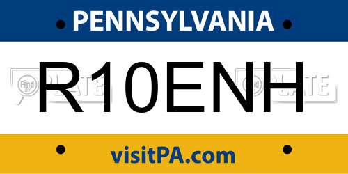 R10ENH Pennsylvania License Plate