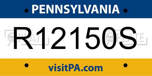 R12150S Pennsylvania License Plate