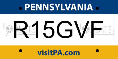 R15GVF Pennsylvania License Plate