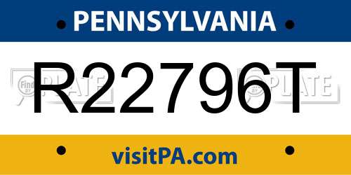 R22796T Pennsylvania License Plate