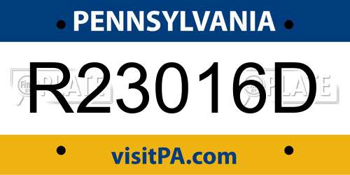 R23016D Pennsylvania License Plate