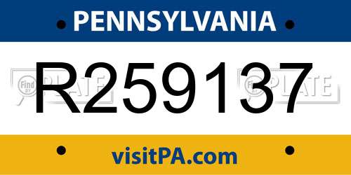 R259137 Pennsylvania License Plate