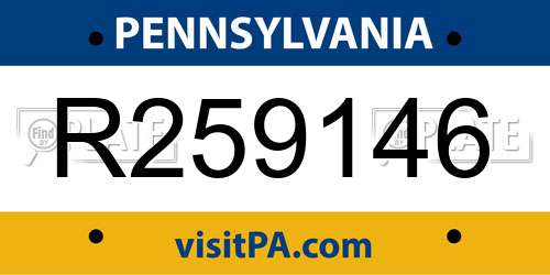 R259146 Pennsylvania License Plate