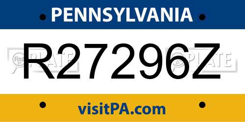 R27296Z Pennsylvania License Plate