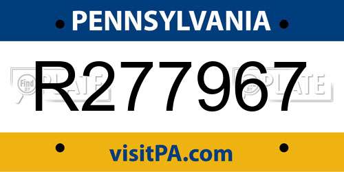 R277967 Pennsylvania License Plate