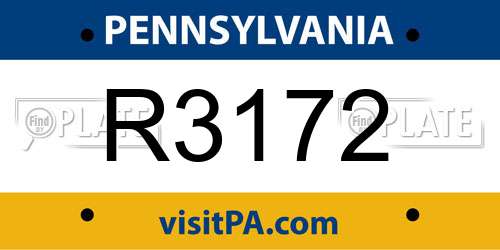 R3172 Pennsylvania License Plate