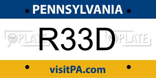R33D Pennsylvania License Plate